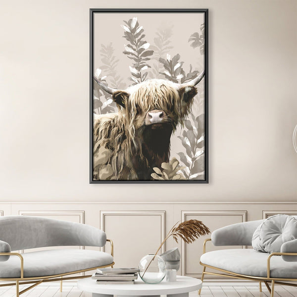 Highland Cow Wilderness Canvas Art 30 x 45cm / Unframed Canvas Print Clock Canvas