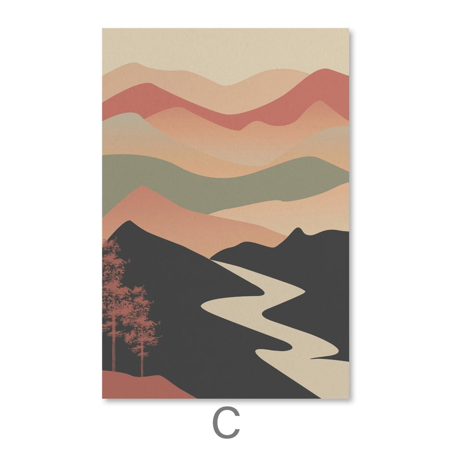 Hills and Flows Canvas Art C / 30 x 45cm / Unframed Canvas Print Clock Canvas