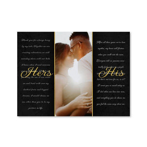 His and Her Poem Canvas Art 45 x 30cm / Standard Gallery Wrap Clock Canvas