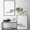 His Side Her Side Canvas Art Set of 2 / 40 x 50cm / No Board - Canvas Print Only Clock Canvas