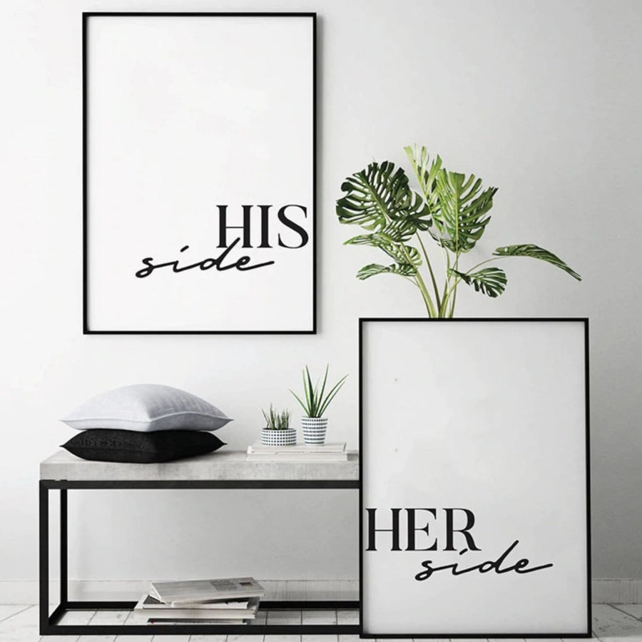 His Side Her Side Canvas Art Set of 2 / 40 x 50cm / No Board - Canvas Print Only Clock Canvas