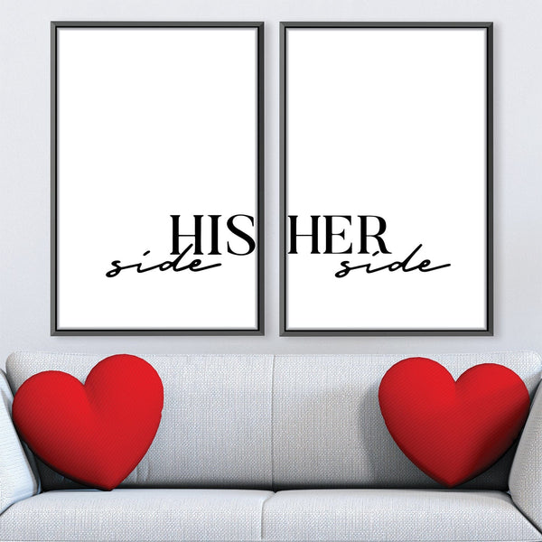 His Side Her Side Canvas Art Clock Canvas