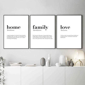 Home Family Love Canvas Art Set of 3 / 40 x 50cm / No Board - Canvas Print Only Clock Canvas
