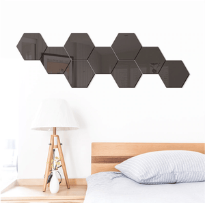 Honeycomb Reflective Wall Stickers Sticker Large - Black Clock Canvas
