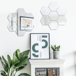 Honeycomb Reflective Wall Stickers Sticker Large - Silver Clock Canvas