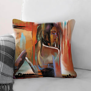 Horizon Woman B Cushion Cushion Cushion Square Clock Canvas