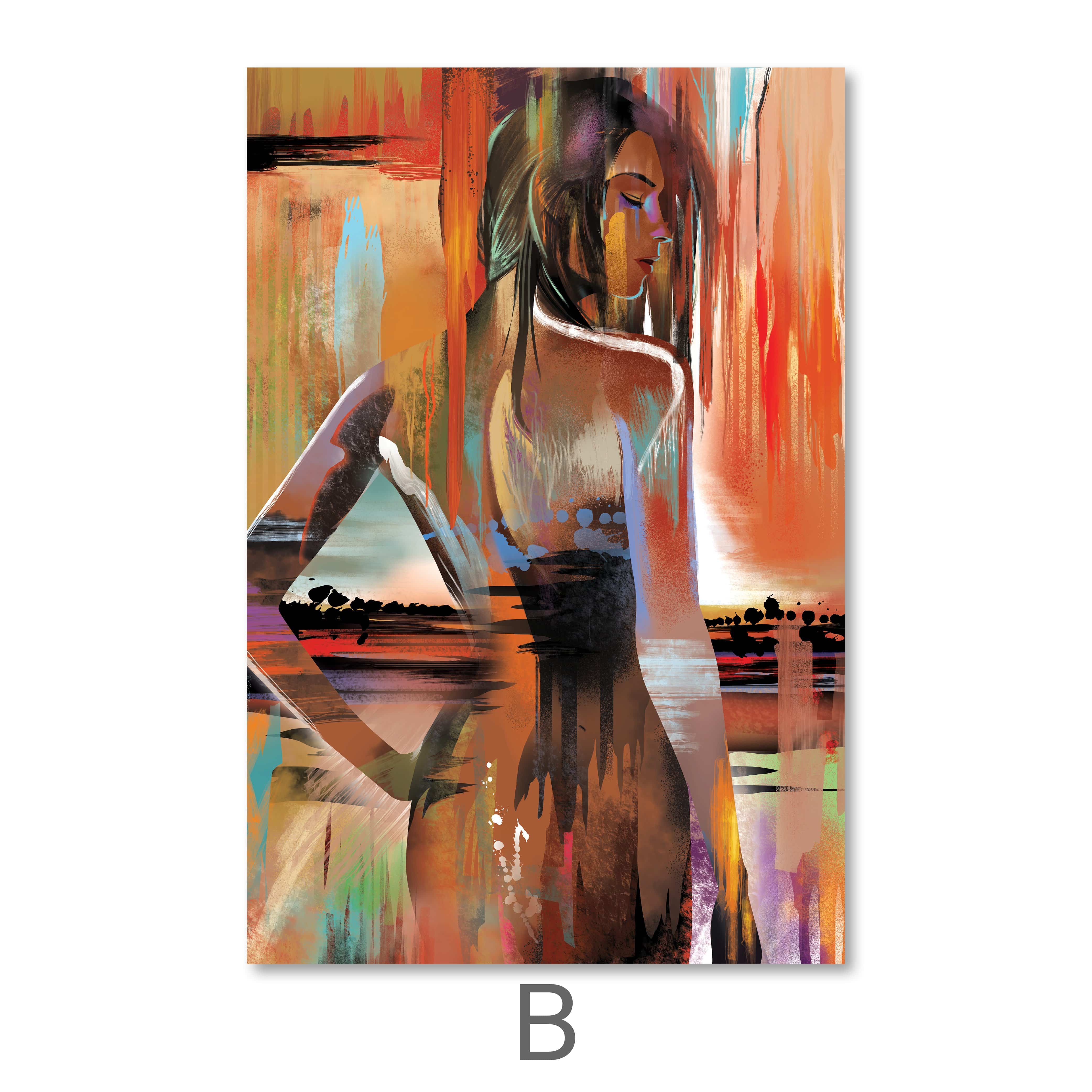 Horizon Woman Canvas Art B / 40 x 60cm / Unframed Canvas Print Clock Canvas