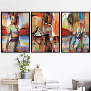 Horizon Woman Canvas Art Set of 3 / 40 x 60cm / Unframed Canvas Print Clock Canvas