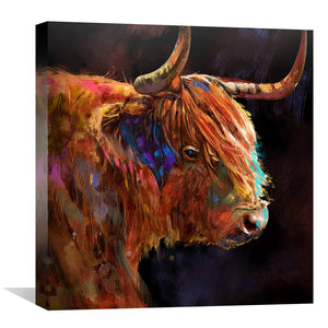 Horns of Highland Canvas Art 30 x 30cm / Unframed Canvas Print Clock Canvas