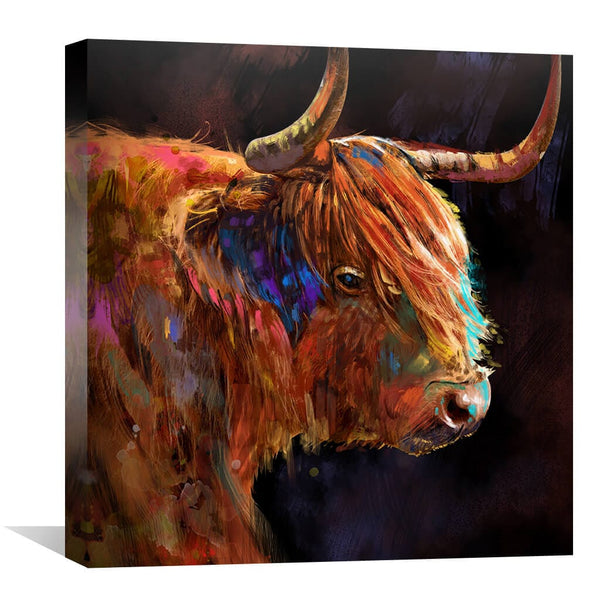Horns of Highland Canvas Art 30 x 30cm / Unframed Canvas Print Clock Canvas