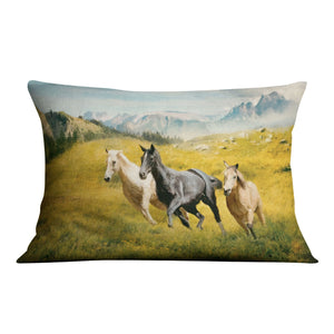 Horse Field Cushion Cushion 48 x 33cm Clock Canvas