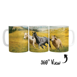 Horse Field Mug Mug White Clock Canvas