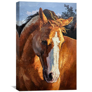 Horse in Wild Oil Painting Oil Clock Canvas