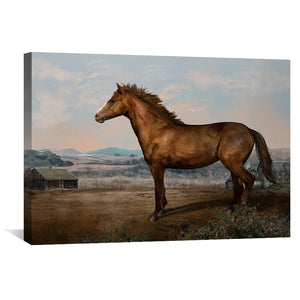 Horse on the Ranch Canvas Art Clock Canvas