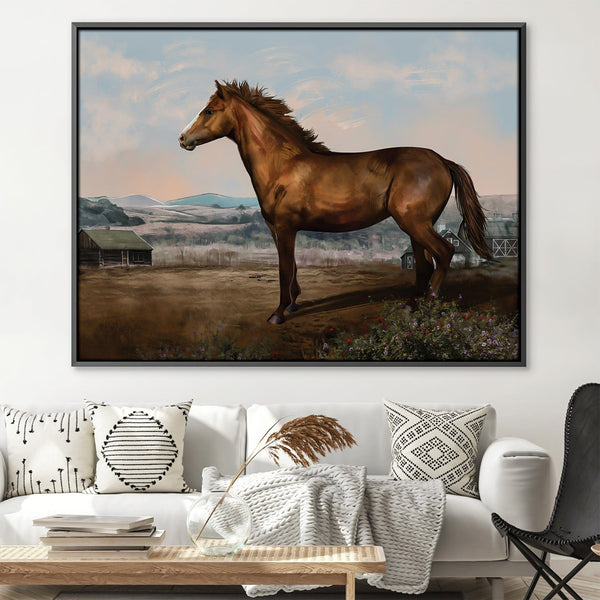 Horse on the Ranch Canvas Art 45 x 30cm / Unframed Canvas Print Clock Canvas