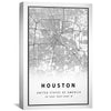 Houston White Map Canvas Art Clock Canvas