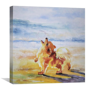 Howling Puppers Oil Painting Oil Clock Canvas