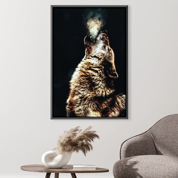 Howling Wolf Canvas Art 30 x 45cm / Unframed Canvas Print Clock Canvas