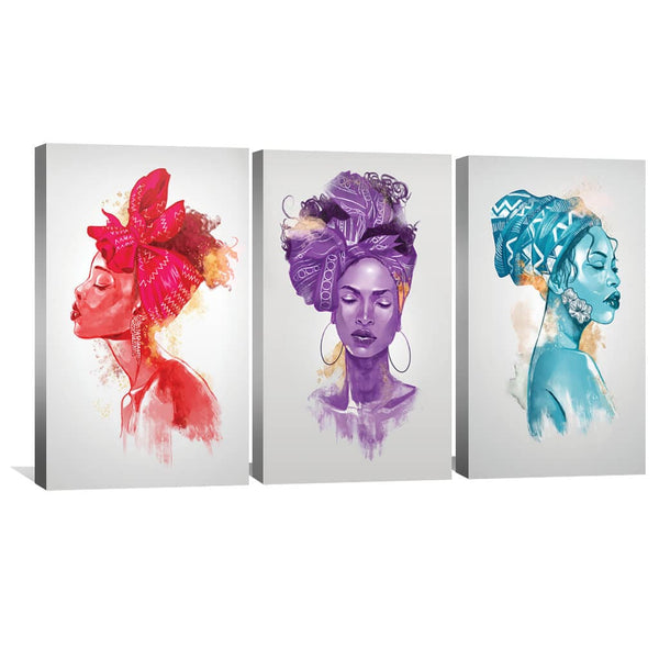 Hue Moods Canvas Art Set of 3 / 40 x 60cm / Unframed Canvas Print Clock Canvas