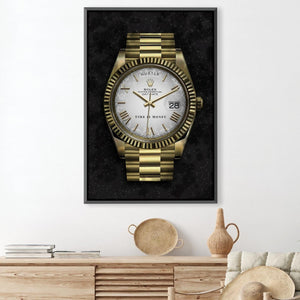 Hustle Watch - Gold Canvas Art Clock Canvas