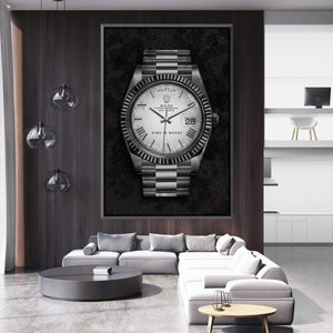 Hustle Watch - Silver Clock Canvas