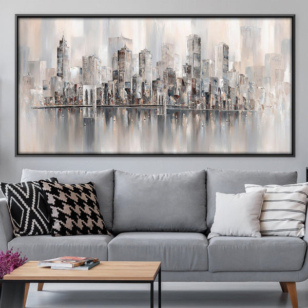 Illusions, New York Skyline Canvas Art 50 x 25cm / Unframed Canvas Print Clock Canvas
