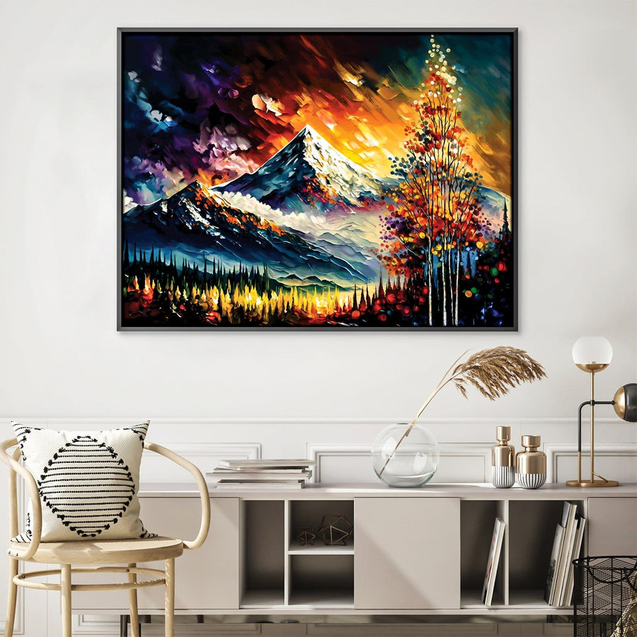 Impressionist Mountains Canvas Art Clock Canvas