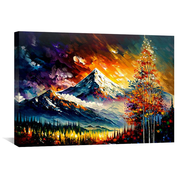 Impressionist Mountains Canvas Art Clock Canvas