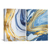 Indigo Flow Canvas Art Set of 2 / 40 x 60cm / Unframed Canvas Print Clock Canvas