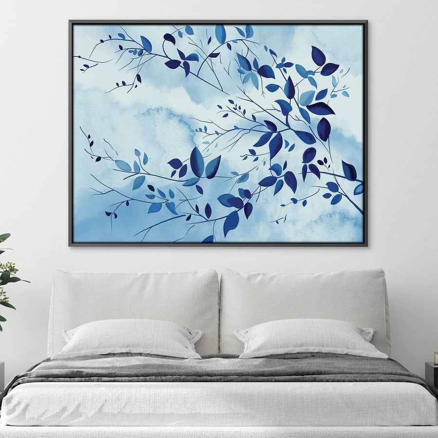 Indigo Leaves Canvas Art Clock Canvas