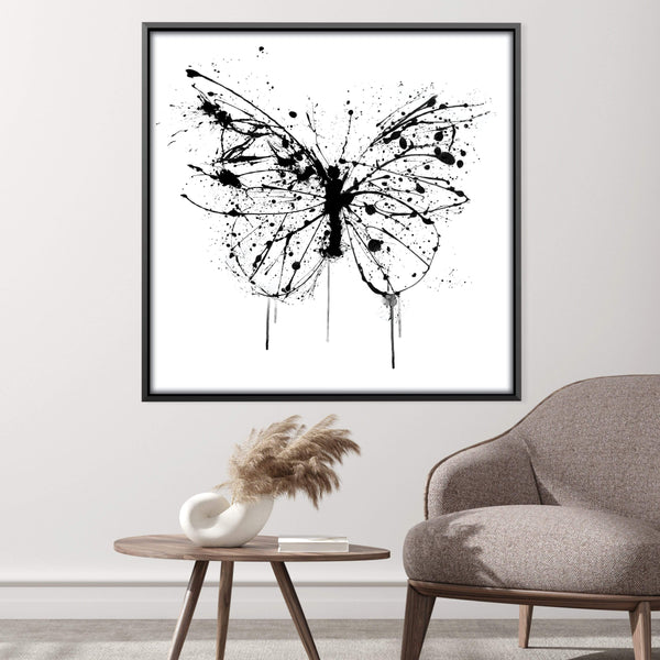 Inked Butterfly Canvas Art Clock Canvas