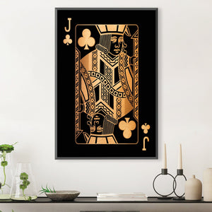 Jack of Clubs - Gold Canvas Art Clock Canvas