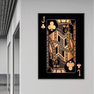 Jack of Clubs - Gold Clock Canvas