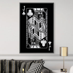 Jack of Clubs - Silver Canvas Art Clock Canvas
