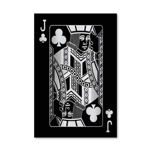 Jack of Clubs - Silver Canvas Art Clock Canvas