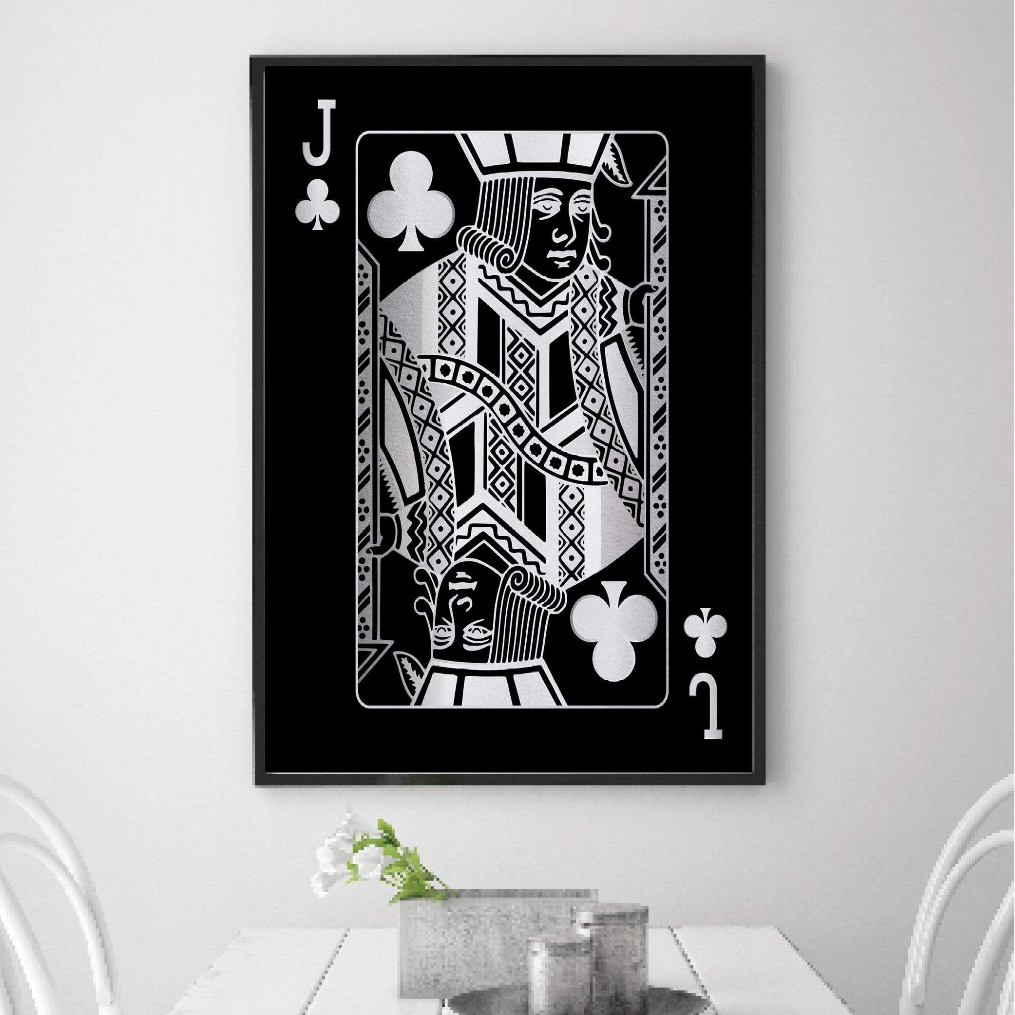 Jack of Clubs - Silver Clock Canvas