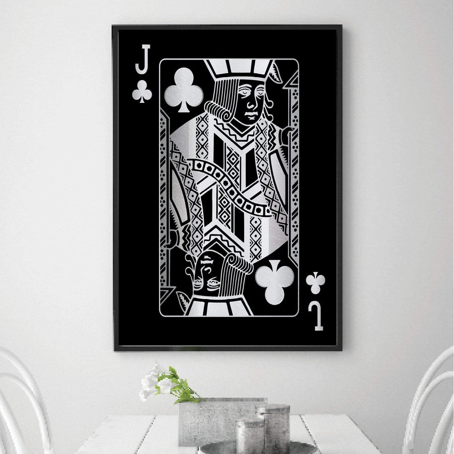 Jack of Clubs - Silver Clock Canvas