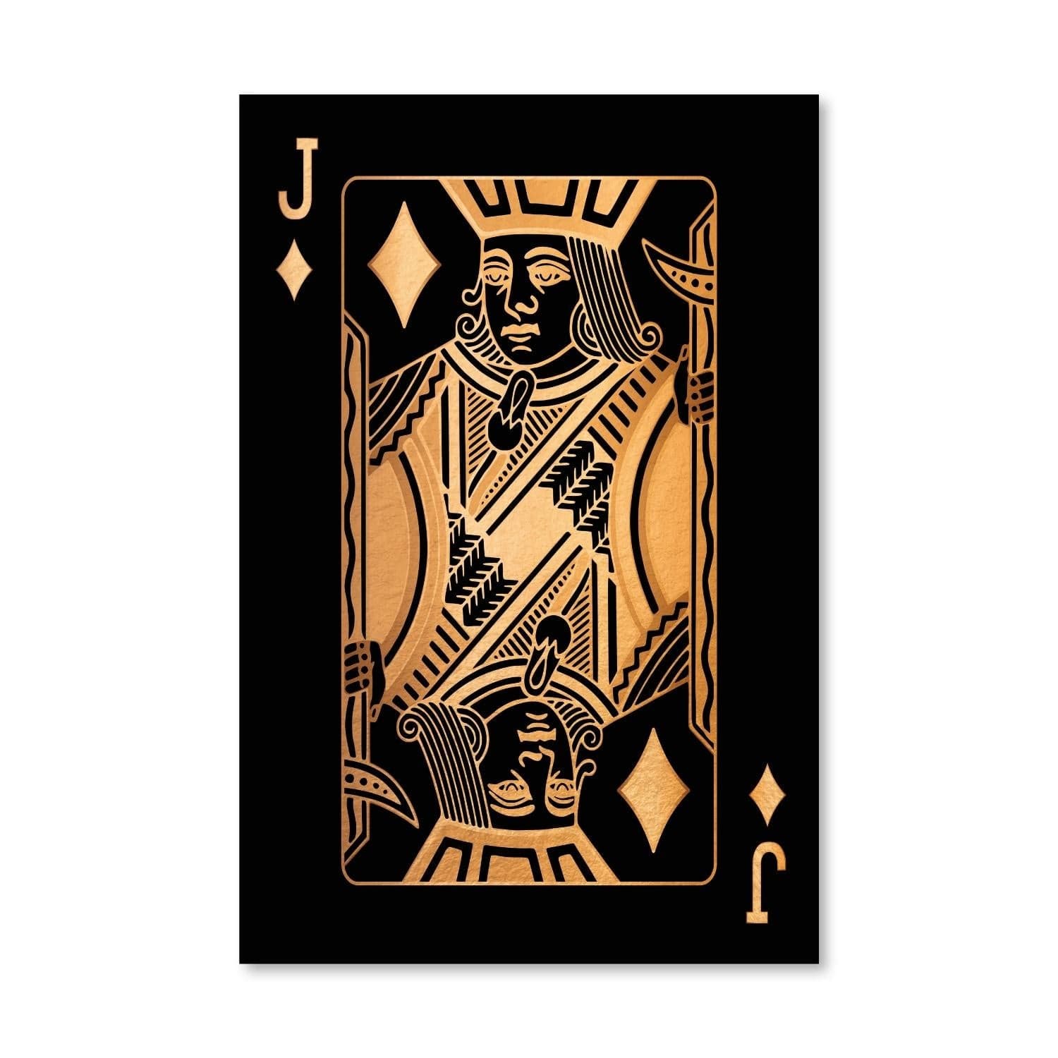 Jack of Diamonds - Gold Canvas Art Clock Canvas