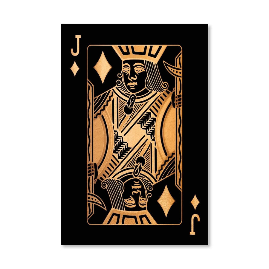 Jack of Diamonds - Gold Canvas Art Clock Canvas