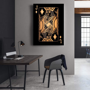 Jack of Diamonds - Gold Clock Canvas