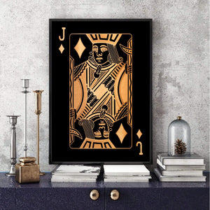 Jack of Diamonds - Gold Clock Canvas