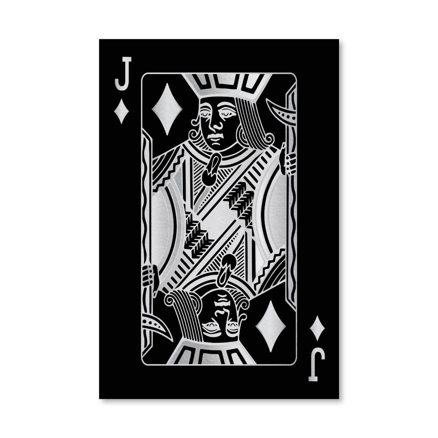 Jack of Diamonds - Silver Canvas Art Clock Canvas