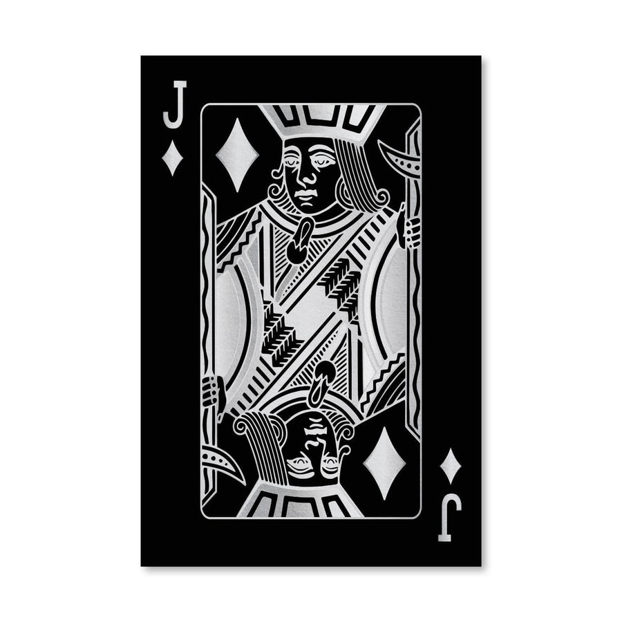 Jack of Diamonds - Silver Canvas Art Clock Canvas