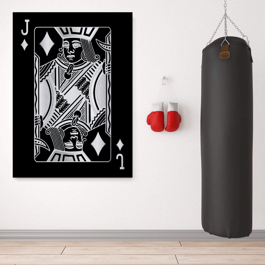 Jack of Diamonds - Silver Clock Canvas