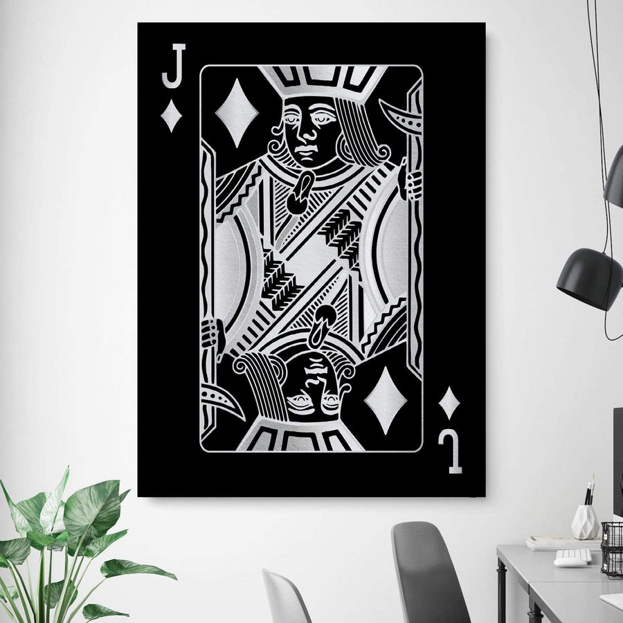 Jack of Diamonds - Silver Clock Canvas