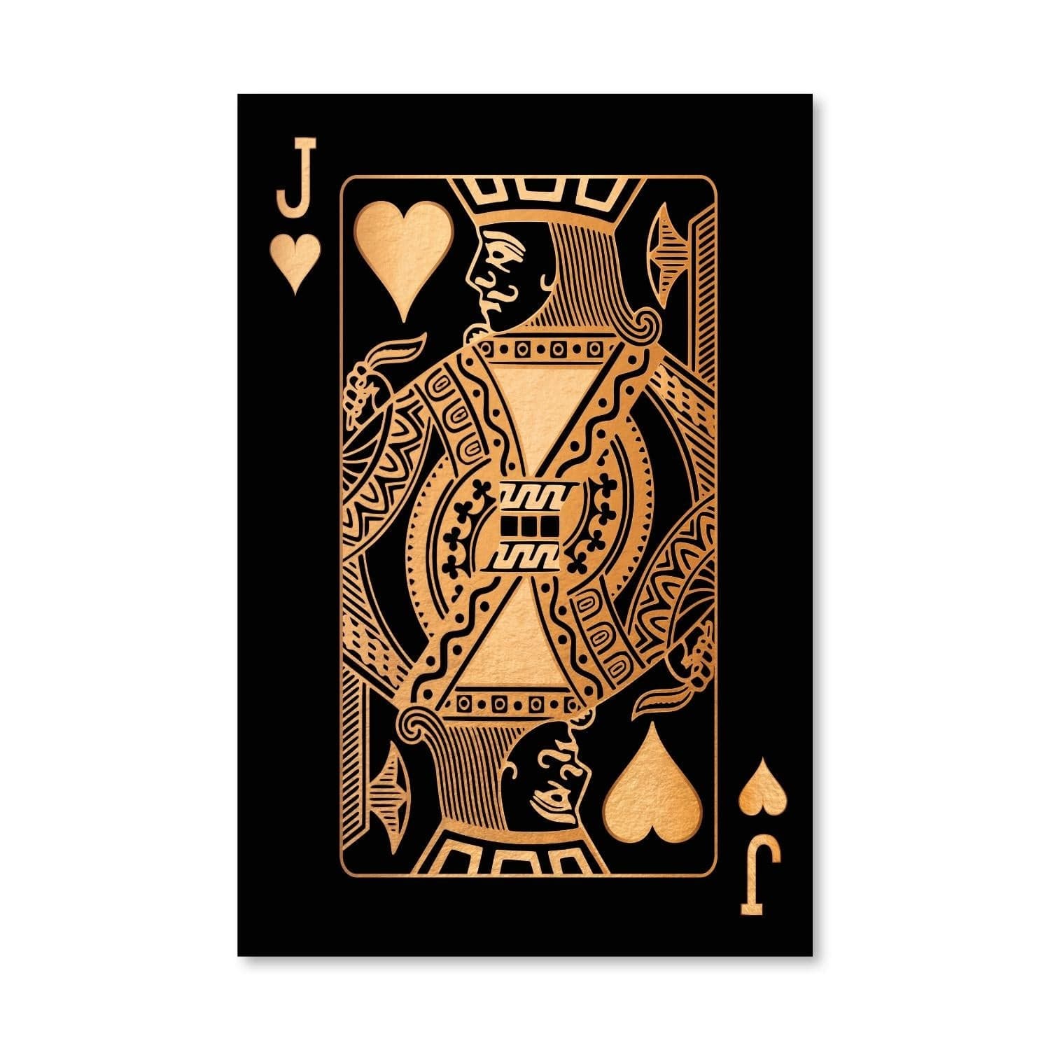 Jack of Hearts - Gold Canvas Art Clock Canvas