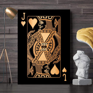 Jack of Hearts - Gold Clock Canvas