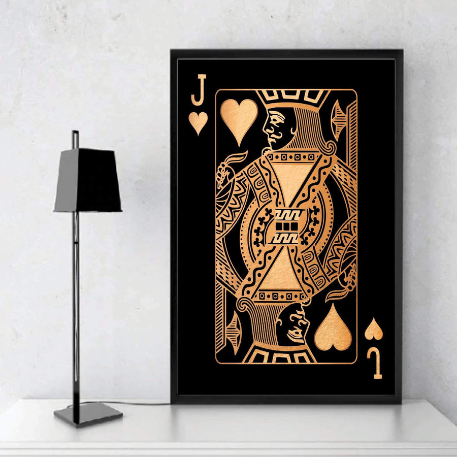 Jack of Hearts - Gold Clock Canvas