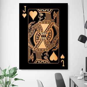 Jack of Hearts - Gold Clock Canvas