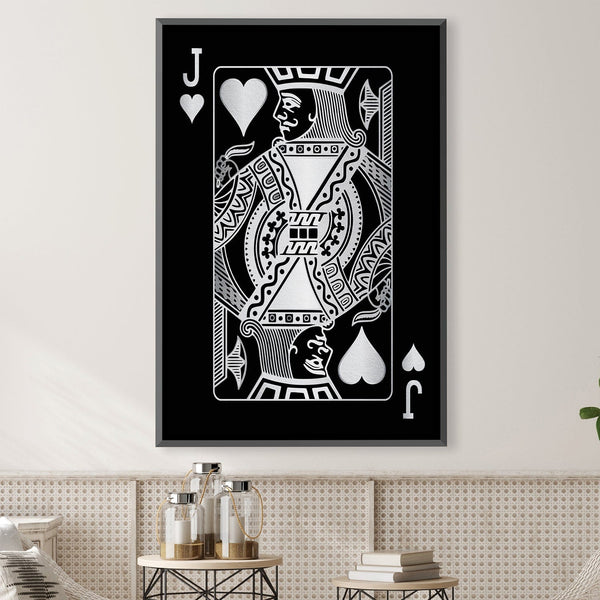 Jack of Hearts - Silver Canvas Art Clock Canvas
